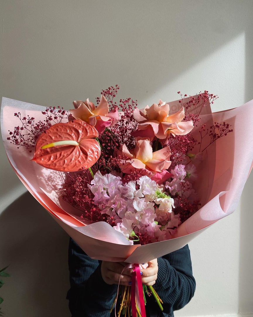 Blushing Pink Hand Bouquet Of The Week, Hand Flower Bouquet